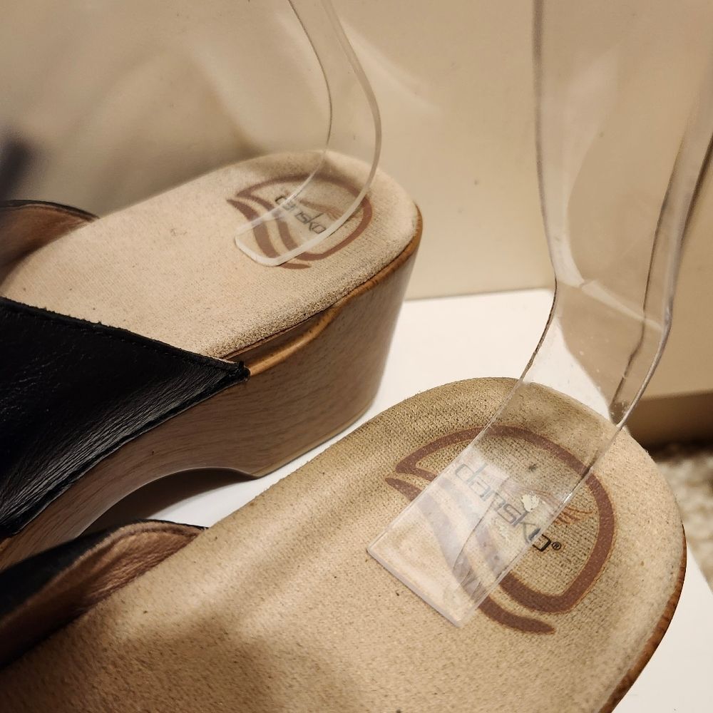 Dansko "Sophie" Black Leather Adjustable Buckle Slip-on Sandals sz.8/39 Ret.$140 - Picture 6 of 7